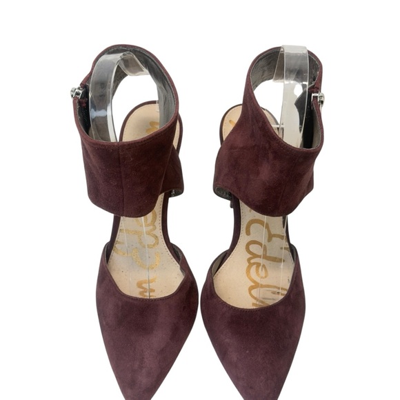 Sam Edelman Maroon Zaida Pointed-Toe Heels with Ankle Strap - Picture 3 of 10